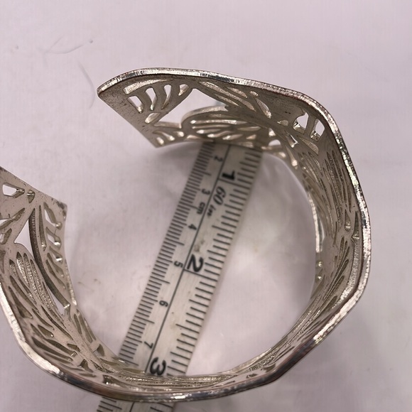 silver tone bracelet duo bangle and cuff - Picture 8 of 8